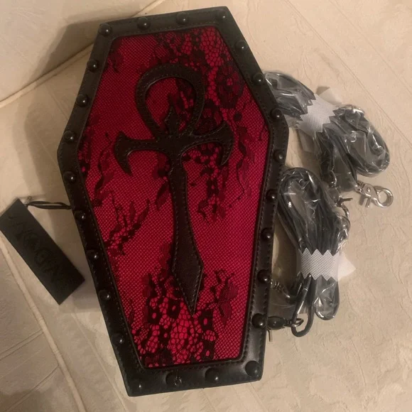 Dolls Kill | Bags | Widow Lace Coffin Backpack Crossbody  display picture 1